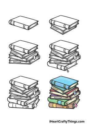 how to draw a stack of books: